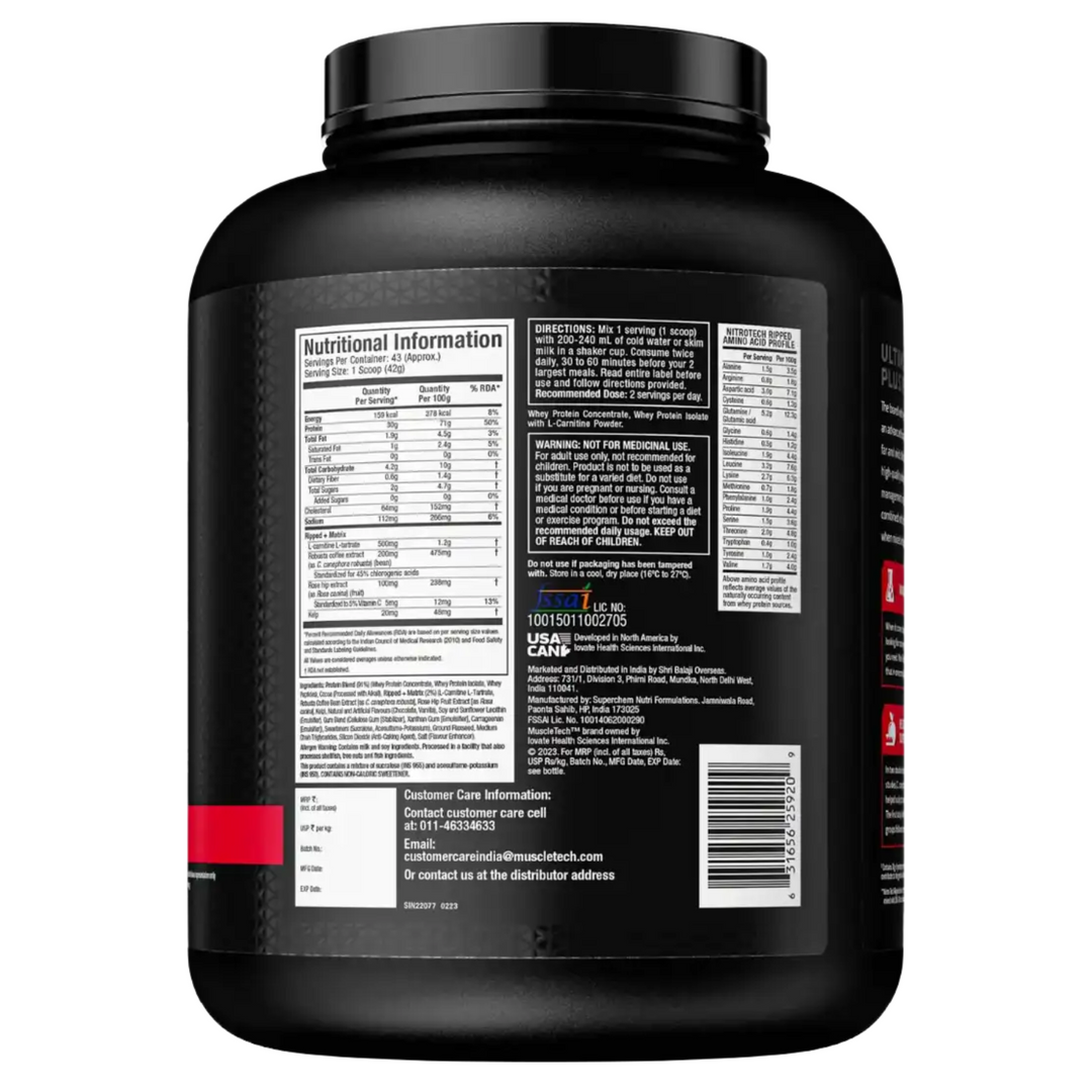 MuscleTech Nitro-Tech Ripped Whey Protein Powder