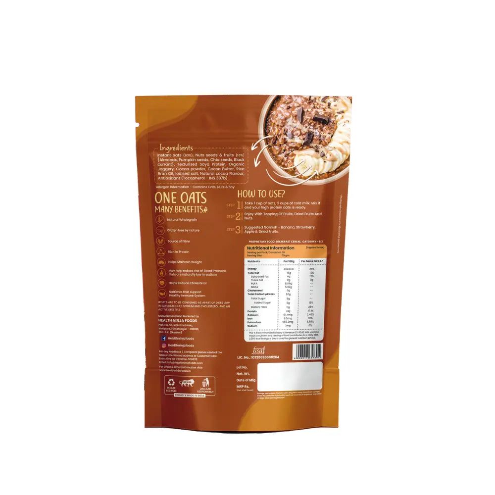 Health Ninja High Protein Oats, 900 gm