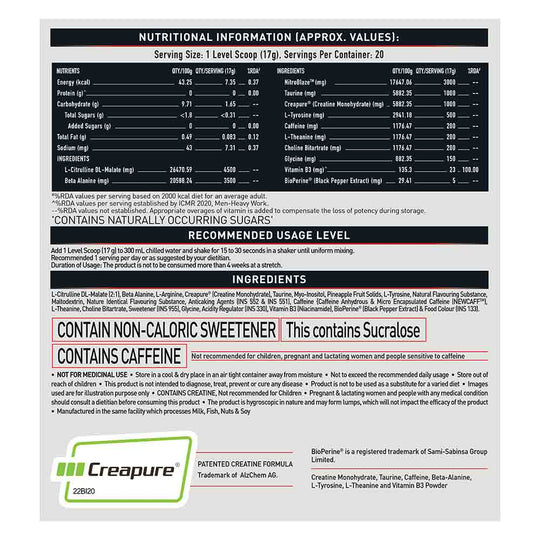 MuscleBlaze Pre Workout WrathX 340 G
