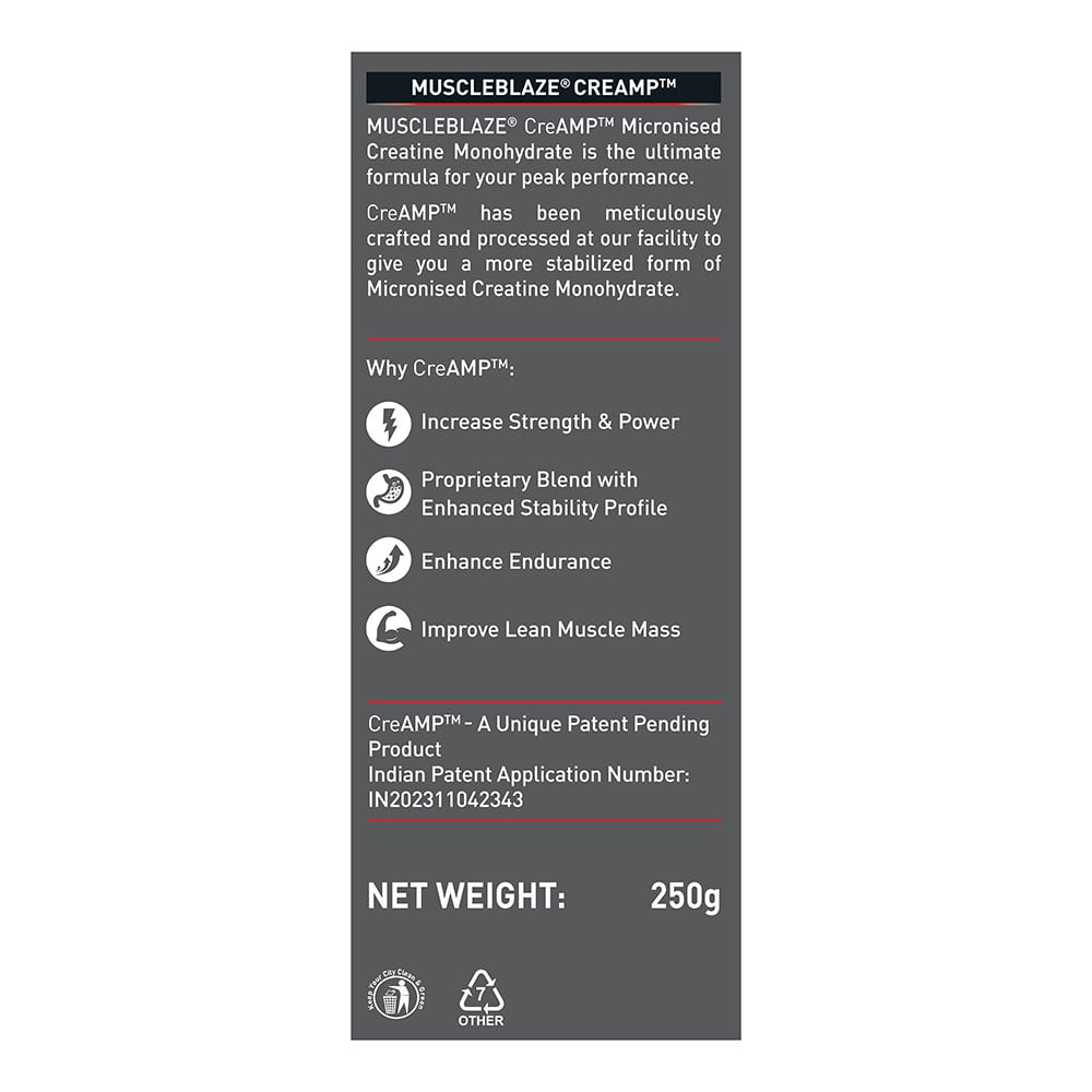 MuscleBlaze Creatine Monohydrate CreAMP 250 G