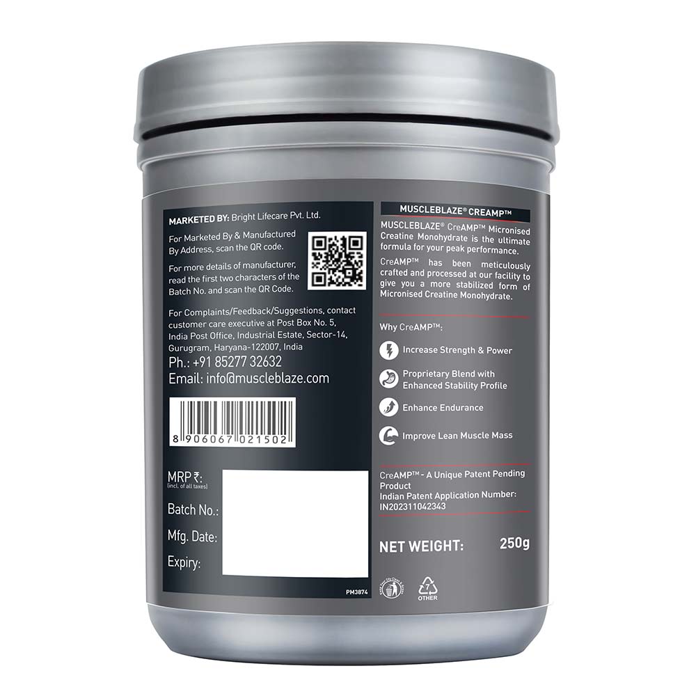 MuscleBlaze Creatine Monohydrate CreAMP 250 G