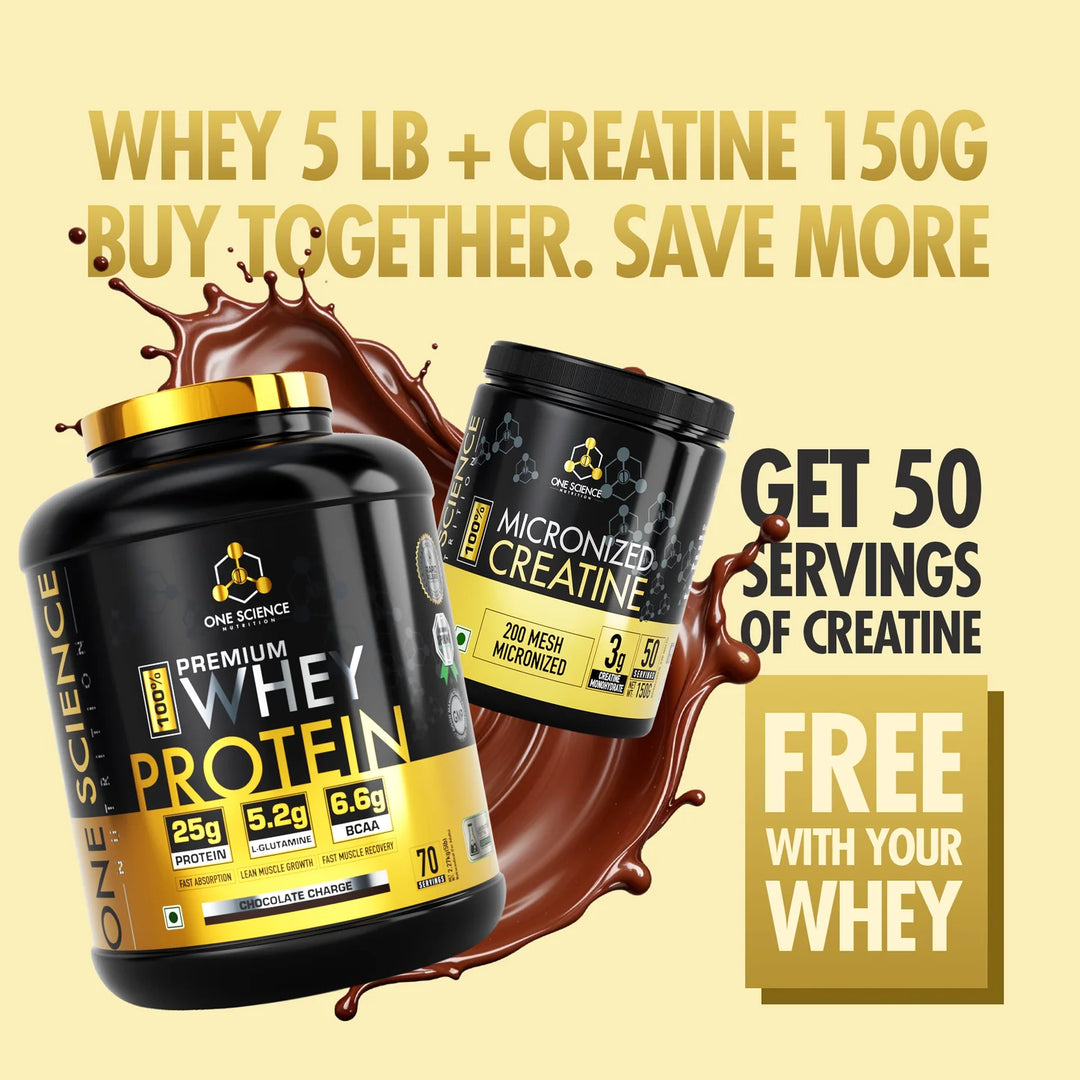 One Science Nutrition Premium Whey Protein 5lbs + Free Creatine 150gm